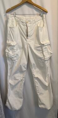 Good American White Cargo Pants - Relaxed Fit, Size 8/29
